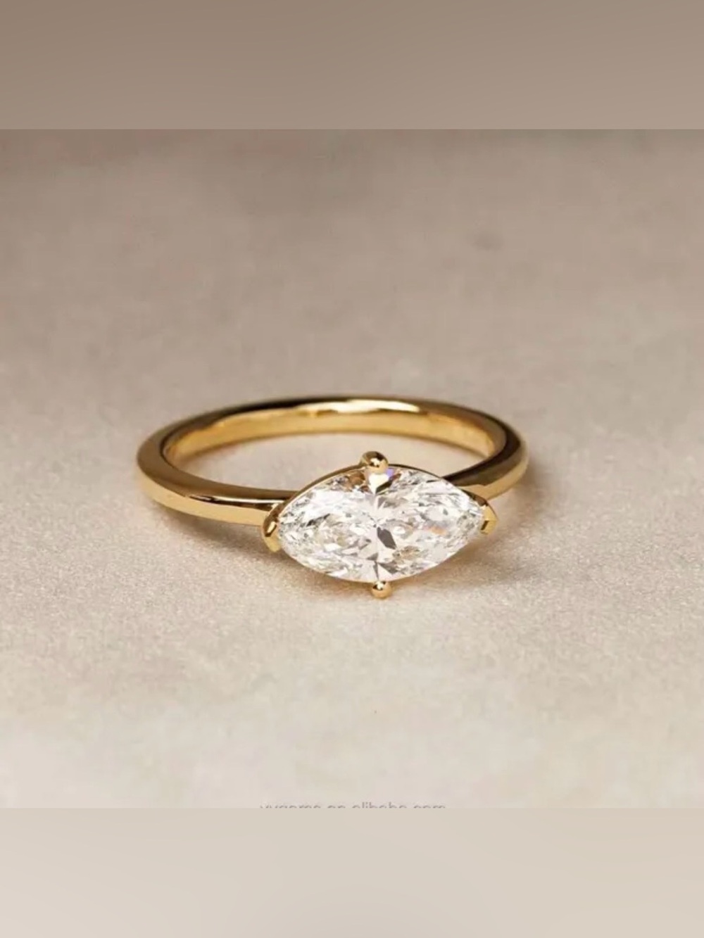 14k Gold Marquise Cut 1 Ct. Moissanite Ring